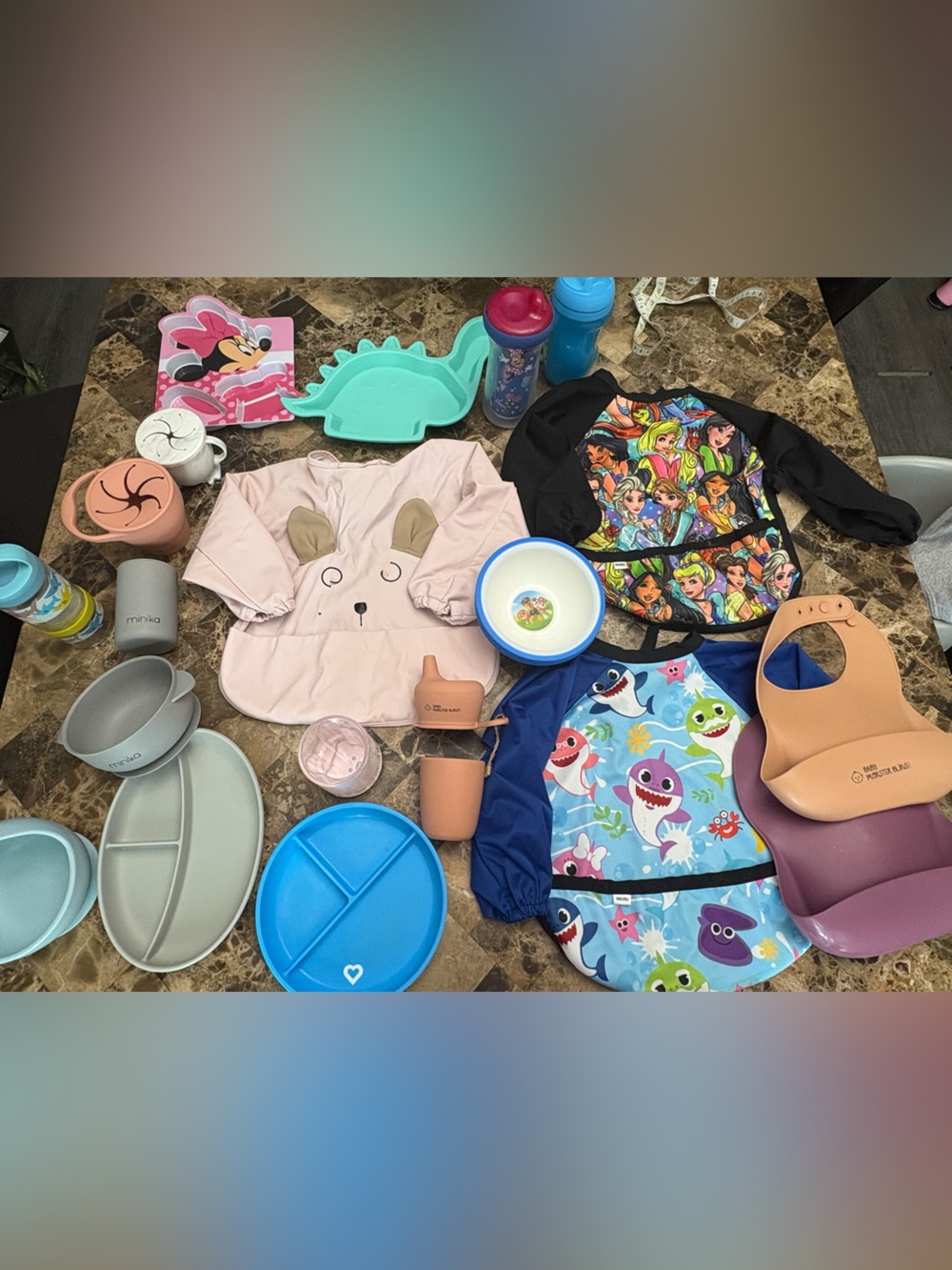 Baby kit dishes , bib , cup